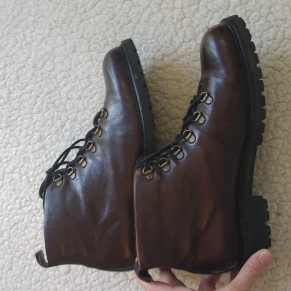 Mercanti Fiorentini Brown Calfskin Leather Hiking Boots (Made in Italy) 10.5 M - Picture 6 of 10